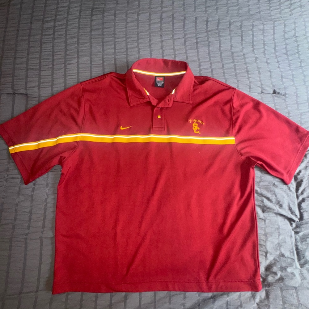 Nike USC Trojans Dri-Fit Polo Shirt – Cardinal Red & Gold – Size XL